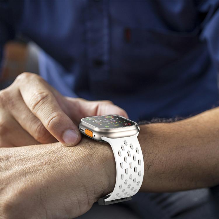 For Apple Watch 42mm / 41mm / 40mm / 38mm Kalebol Mesh Umbrella Buckle Silicone Watch Strap(White)