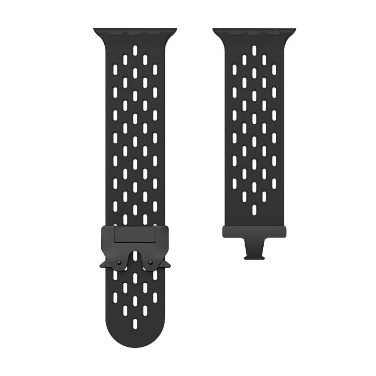 For Apple Watch 42mm / 41mm / 40mm / 38mm Kalebol Mesh Umbrella Buckle Silicone Watch Strap(Black)