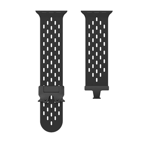 For Apple Watch 42mm / 41mm / 40mm / 38mm Kalebol Mesh Umbrella Buckle Silicone Watch Strap(Black)