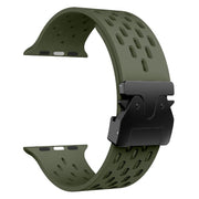 For Apple Watch 42mm / 41mm / 40mm / 38mm Kalebol Mesh Umbrella Buckle Silicone Watch Strap(Army Green)