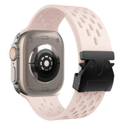 For Apple Watch 42mm / 41mm / 40mm / 38mm Kalebol Mesh Umbrella Buckle Silicone Watch Strap(Sand Pink)