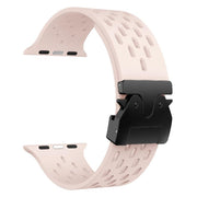 For Apple Watch 42mm / 41mm / 40mm / 38mm Kalebol Mesh Umbrella Buckle Silicone Watch Strap(Sand Pink)