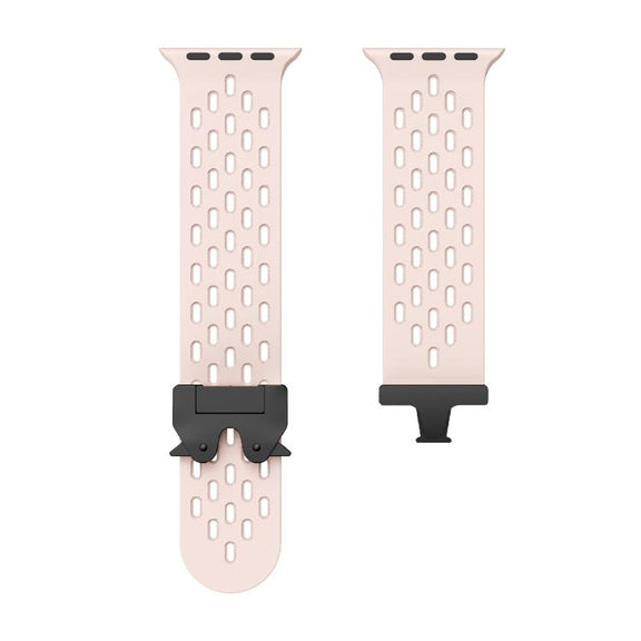 For Apple Watch 42mm / 41mm / 40mm / 38mm Kalebol Mesh Umbrella Buckle Silicone Watch Strap(Sand Pink)