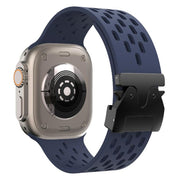 For Apple Watch 42mm / 41mm / 40mm / 38mm Kalebol Mesh Umbrella Buckle Silicone Watch Strap(Midnight Blue)