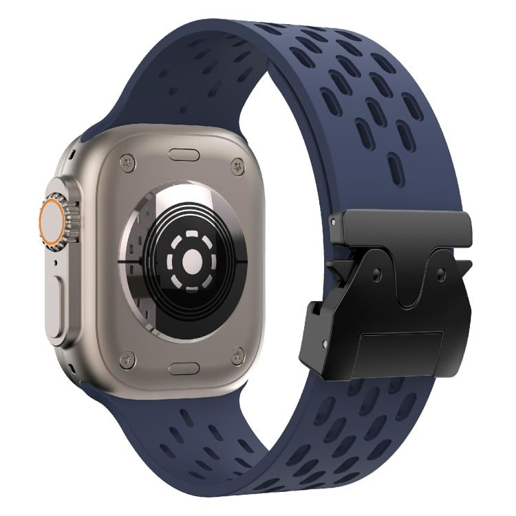 For Apple Watch 42mm / 41mm / 40mm / 38mm Kalebol Mesh Umbrella Buckle Silicone Watch Strap(Midnight Blue)