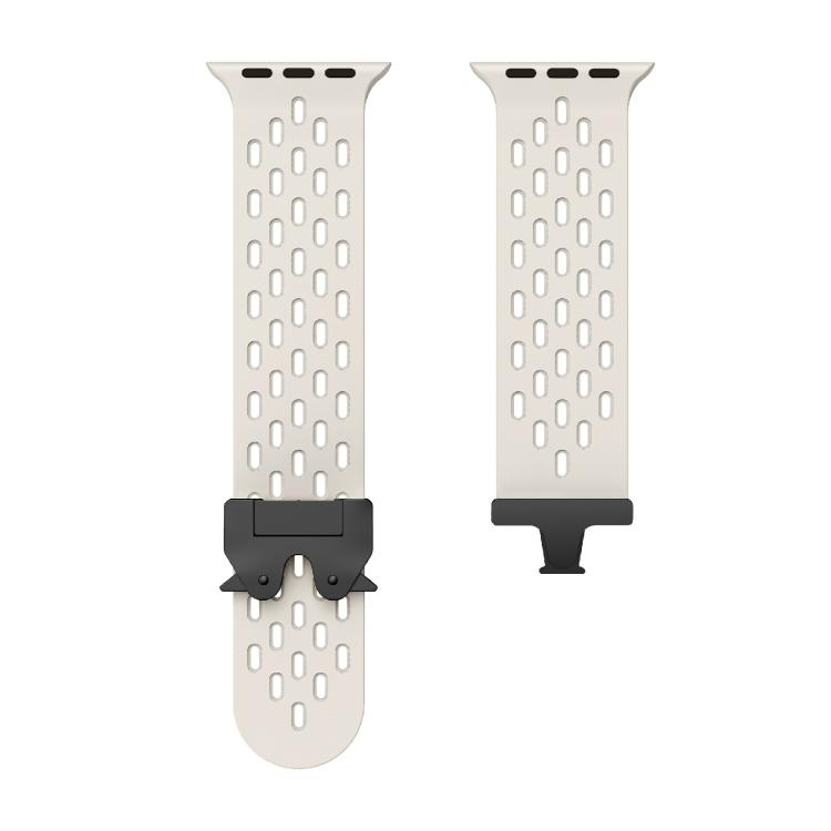 For Apple Watch 42mm / 41mm / 40mm / 38mm Kalebol Mesh Umbrella Buckle Silicone Watch Strap(Starlight)