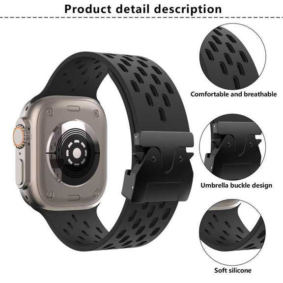 For Apple Watch 42mm / 41mm / 40mm / 38mm Kalebol Mesh Umbrella Buckle Silicone Watch Strap(Grey)