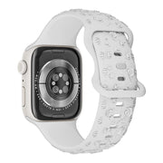 For Apple Watch 46mm / 49mm / 45mm / 44mm Embossed 3D Rose Flower Silicone Watch Band(White)