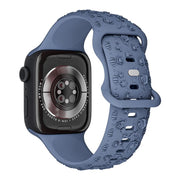 For Apple Watch 46mm / 49mm / 45mm / 44mm Embossed 3D Rose Flower Silicone Watch Band(Blue)