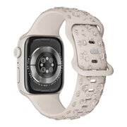 For Apple Watch 46mm / 49mm / 45mm / 44mm Embossed 3D Rose Flower Silicone Watch Band(Starlight)