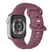 For Apple Watch 46mm / 49mm / 45mm / 44mm Embossed 3D Rose Flower Silicone Watch Band(Smoke Purple)