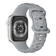 For Apple Watch 42mm / 41mm / 40mm / 38mm Embossed 3D Rose Flower Silicone Watch Band(Grey)