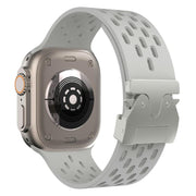 For Apple Watch 46mm / 49mm / 45mm / 44mm Kalebol Mesh Silver Umbrella Buckle Silicone Strap(Grey)