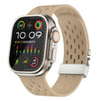 For Apple Watch 46mm / 49mm / 45mm / 44mm Kalebol Mesh Silver Umbrella Buckle Silicone Strap(Milk Tea) - free shipping - PMC TechLife - Order now!