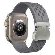 For Apple Watch 46mm / 49mm / 45mm / 44mm Kalebol Mesh Silver Umbrella Buckle Silicone Strap(Space Grey)