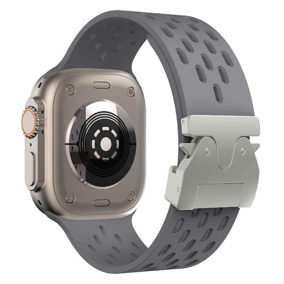 For Apple Watch 46mm / 49mm / 45mm / 44mm Kalebol Mesh Silver Umbrella Buckle Silicone Strap(Space Grey)