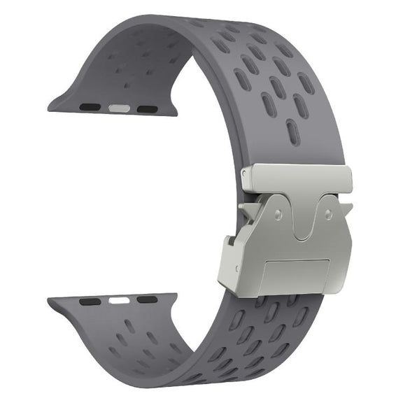 For Apple Watch 46mm / 49mm / 45mm / 44mm Kalebol Mesh Silver Umbrella Buckle Silicone Strap(Space Grey)