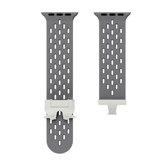 For Apple Watch 46mm / 49mm / 45mm / 44mm Kalebol Mesh Silver Umbrella Buckle Silicone Strap(Space Grey)
