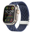 For Apple Watch 46mm / 49mm / 45mm / 44mm Kalebol Mesh Silver Umbrella Buckle Silicone Strap(Midnight Blue) - free shipping - PMC TechLife - Order now!