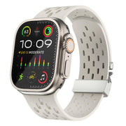 For Apple Watch 46mm / 49mm / 45mm / 44mm Kalebol Mesh Silver Umbrella Buckle Silicone Strap(Starlight)