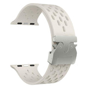 For Apple Watch 46mm / 49mm / 45mm / 44mm Kalebol Mesh Silver Umbrella Buckle Silicone Strap(Starlight)