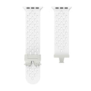 For Apple Watch 42mm / 41mm / 40mm / 38mm Kalebol Mesh Silver Umbrella Buckle Silicone Strap(White)