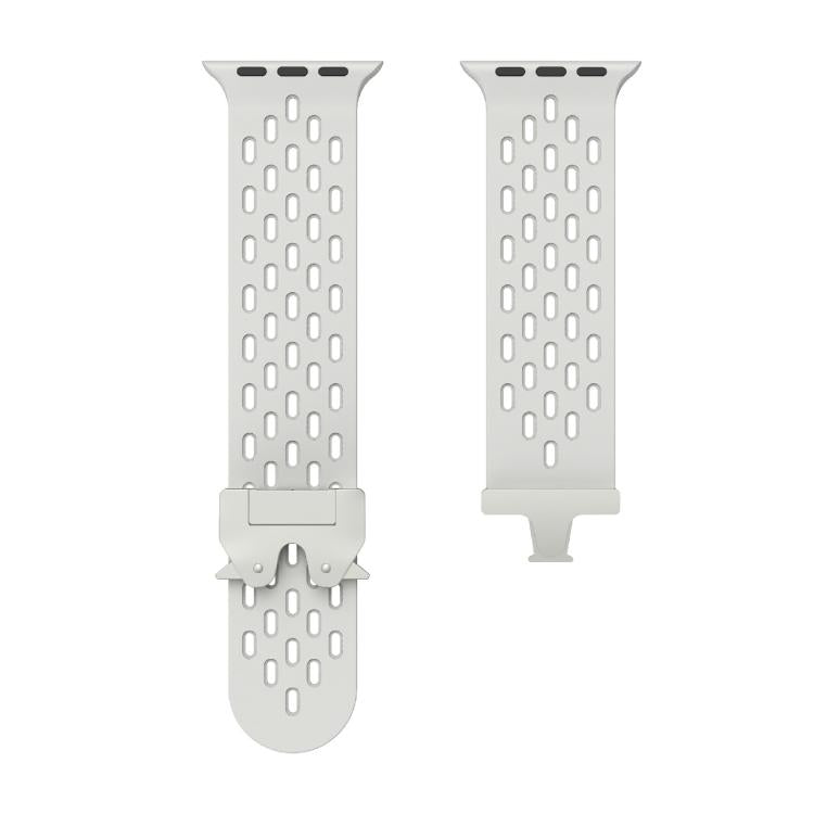 For Apple Watch 42mm / 41mm / 40mm / 38mm Kalebol Mesh Silver Umbrella Buckle Silicone Strap(Grey)