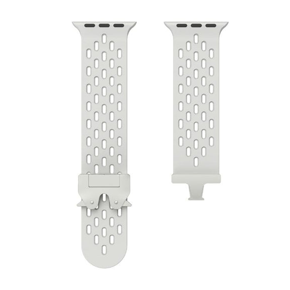 For Apple Watch 42mm / 41mm / 40mm / 38mm Kalebol Mesh Silver Umbrella Buckle Silicone Strap(Grey)
