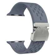For Apple Watch 42mm / 41mm / 40mm / 38mm Kalebol Mesh Silver Umbrella Buckle Silicone Strap(Blue Grey)