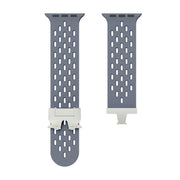 For Apple Watch 42mm / 41mm / 40mm / 38mm Kalebol Mesh Silver Umbrella Buckle Silicone Strap(Blue Grey)