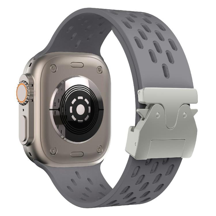 For Apple Watch 42mm / 41mm / 40mm / 38mm Kalebol Mesh Silver Umbrella Buckle Silicone Strap(Space Grey)