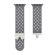 For Apple Watch 42mm / 41mm / 40mm / 38mm Kalebol Mesh Silver Umbrella Buckle Silicone Strap(Space Grey)