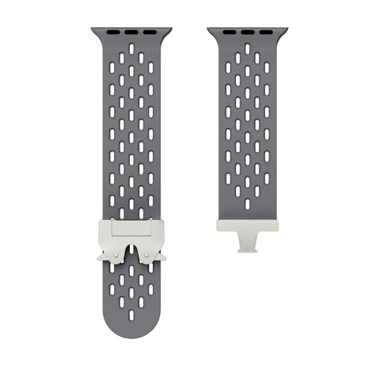 For Apple Watch 42mm / 41mm / 40mm / 38mm Kalebol Mesh Silver Umbrella Buckle Silicone Strap(Space Grey)