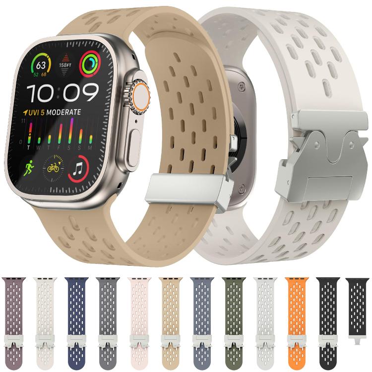 For Apple Watch 46mm / 49mm / 45mm / 44mm Kalebol Mesh Silver Umbrella Buckle Silicone Strap(Grey)
