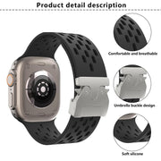 For Apple Watch 46mm / 49mm / 45mm / 44mm Kalebol Mesh Silver Umbrella Buckle Silicone Strap(Starlight)