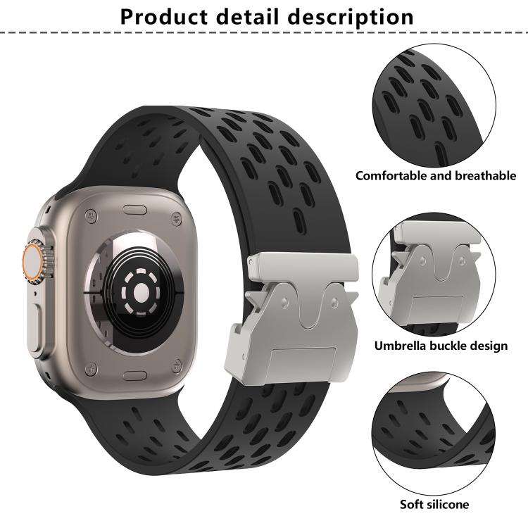 For Apple Watch 42mm / 41mm / 40mm / 38mm Kalebol Mesh Silver Umbrella Buckle Silicone Strap(Grey)