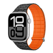 For Apple Watch 46mm / 49mm / 45mm / 44mm Kalebol Magnetic Silicone Watch Strap(Black Orange)