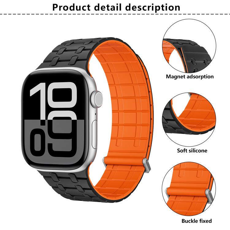 For Apple Watch 46mm / 49mm / 45mm / 44mm Kalebol Magnetic Silicone Watch Strap(Black)