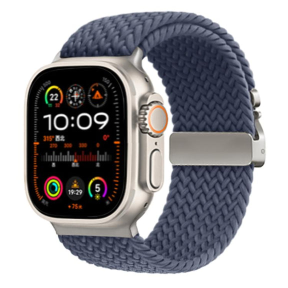 For Apple Watch 46mm / 49mm / 45mm / 44mm Kalebol Wide Umbrella Braided Strap(Dark Blue)