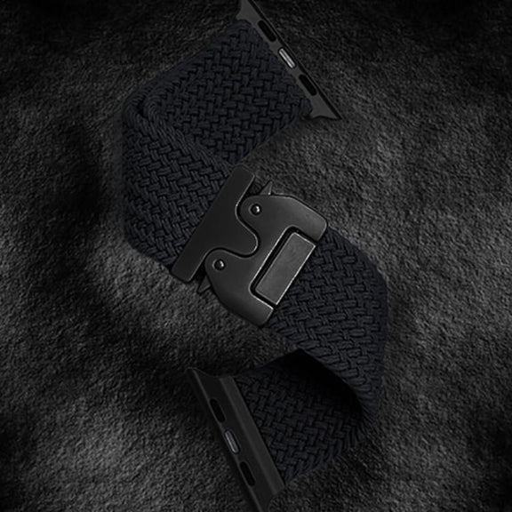 For Apple Watch 46mm / 49mm / 45mm / 44mm Kalebol Wide Umbrella Braided Strap(Black)