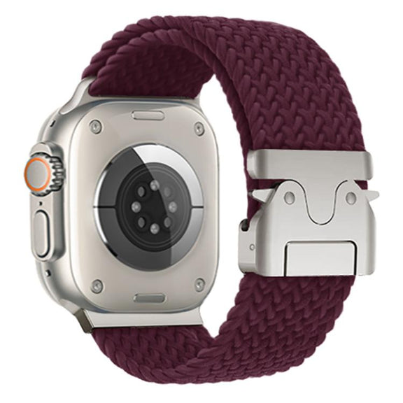 For Apple Watch 46mm / 49mm / 45mm / 44mm Kalebol Wide Umbrella Braided Strap(Wine Red)