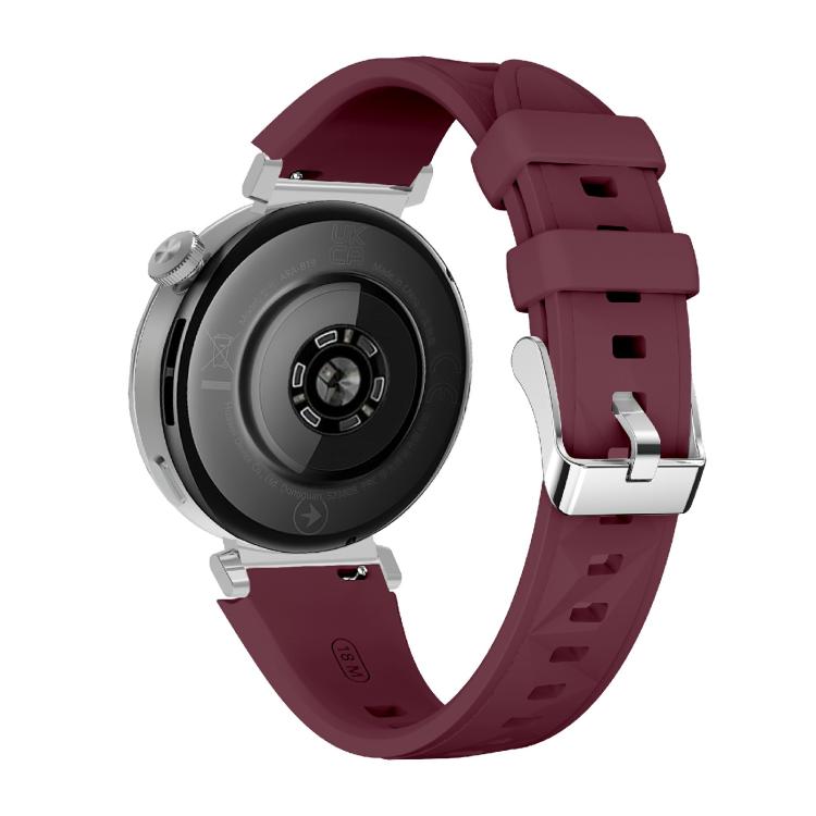Kalebol 18mm Universal Diamond Embossed Silicone Strap(Wine Red)