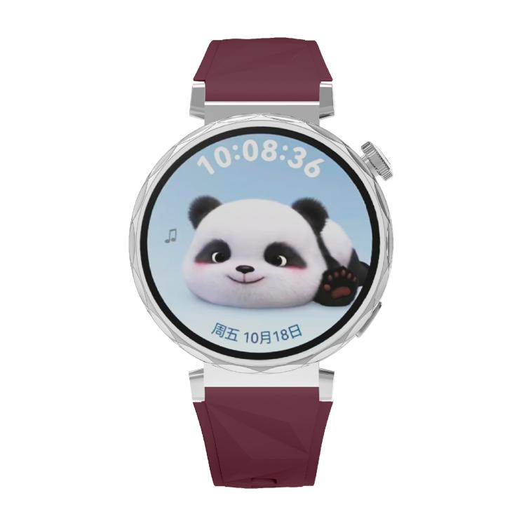 Kalebol 18mm Universal Diamond Embossed Silicone Strap(Wine Red)