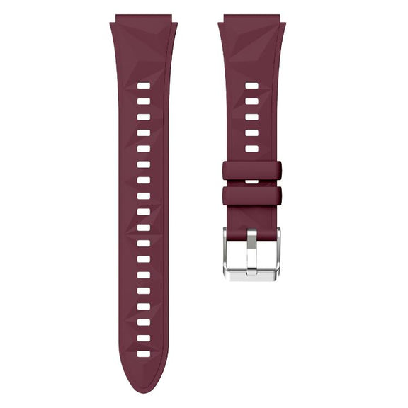 Kalebol 18mm Universal Diamond Embossed Silicone Strap(Wine Red)