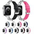 For Apple Watch 46mm / 49mm / 45mm / 44mm Metal Chain Leather Denim Watch Band(Black) - free shipping - PMc TechLife - Order now!