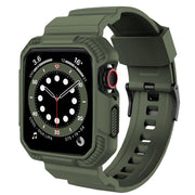For Apple Watch 46mm / 45mm / 44mm / 42mm VIETAO Carbon Fiber Silicone Strap(Grass Green)