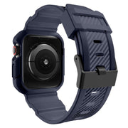 For Apple Watch 46mm / 45mm / 44mm / 42mm VIETAO Carbon Fiber Silicone Strap(Dark Blue)