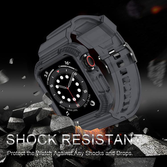 For Apple Watch 46mm / 45mm / 44mm / 42mm VIETAO Carbon Fiber Silicone Strap(Transparent Grey)