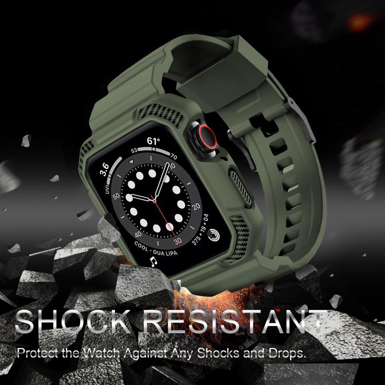 For Apple Watch 42mm / 41mm / 40mm / 38mm VIETAO Carbon Fiber Silicone Strap(Grass Green)