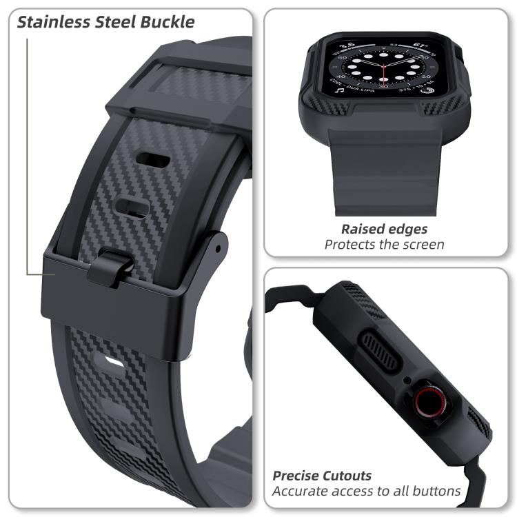 For Apple Watch 42mm / 41mm / 40mm / 38mm VIETAO Carbon Fiber Silicone Strap(Dark Gray)